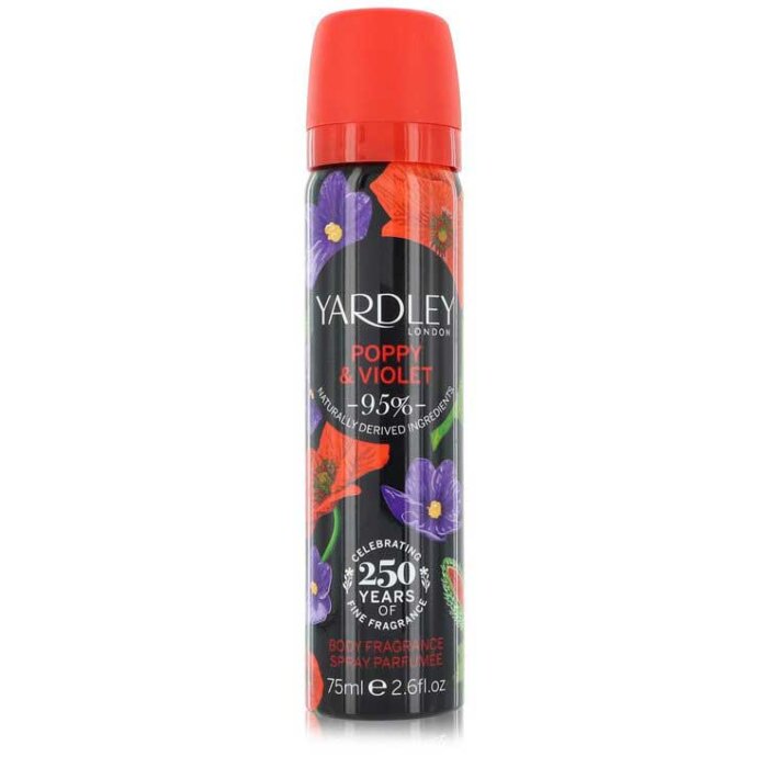 Poppy & Violet By Yardley London 2.6 oz Body Fragrance Spray For Women